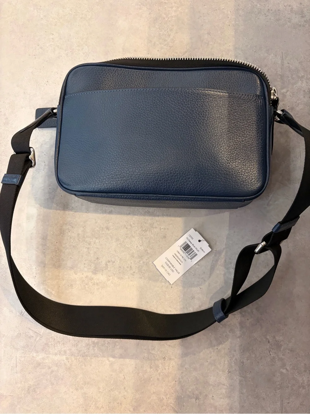 Coach Navy Leather Camera Bag with Multicolor messenger crossbody bag with cars